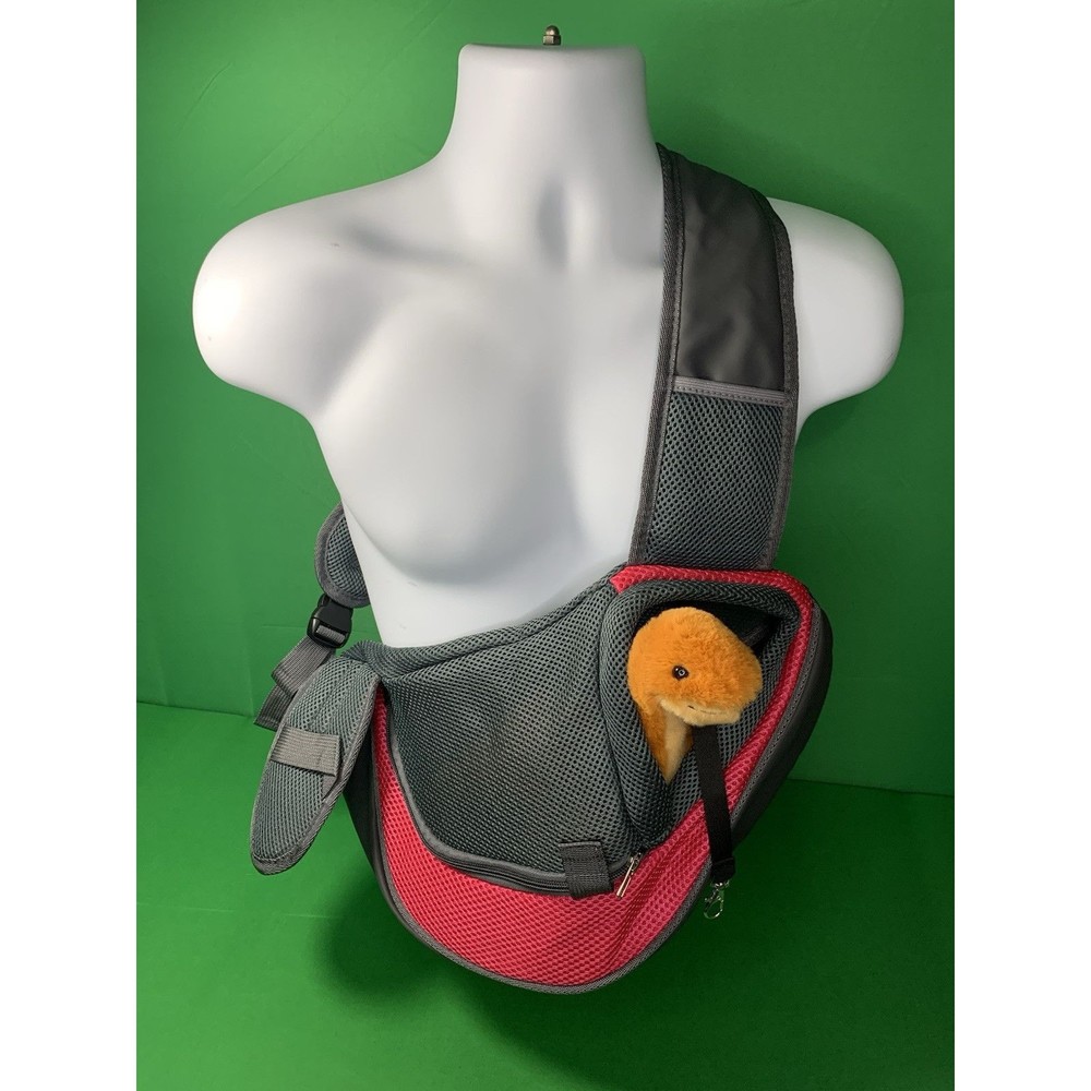 PET SLING Dog/Cat Carrier Breathable Mesh Travel  Bag Gray And Pink SMALL SIZE